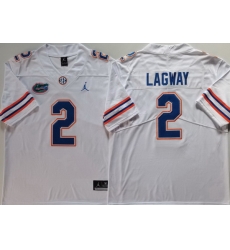 Men Florida Gators White #2 DJ LAGWAY White Stitched NCAA Jersey