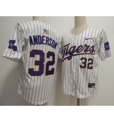Men LSU Tigers #32 Kade Anderson White Baseball Stitched Jersey