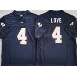 Men Notre Dame Fighting Irish #4 Love Navy Stitched NCAA Jersey II