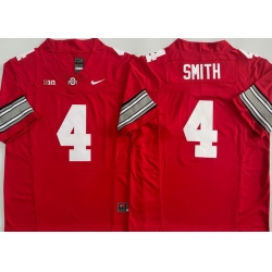 Men Ohio State Buckeyes #4 Jeremiah Smith Red Stitched NCAA Jersey
