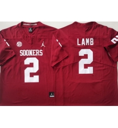 Men Oklahoma Sooners #2 CeeDee Lamb Red Stitched NCAA Jersey