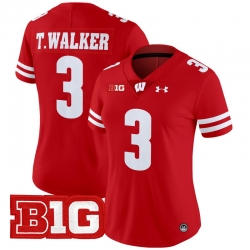 Women Wisconsin Badgers 3 Tawee Walker Red 2024 Vapor Limited Jersey All Stitched