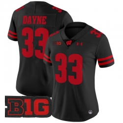Women Wisconsin Badgers 33 Ron Dayne Black 2024 Vapor Limited Jersey All Stitched