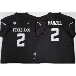 Men Texas A 26M Aggies Lions 2 Johnny Manziel Black 2025 F U S E  Stitched Jersey