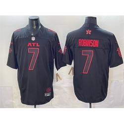 Men Atlanta Falcons 7 Bijan Robinson Black 2025 F U S E   Stranger Things Edition Vapor Limited Stitched Football Jersey