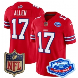 Youth Buffalo Bills 17 Josh Allen Red 2025 F U S E Farewell Season Gold Shield Patch Stitched Football Jersey