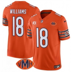 Men Chicago Bears 18 Caleb Williams Orange 2025 F U S E  With 1 Star C Patch And VMH Patch Vapor Untouchable Limited Stitched Football Jersey