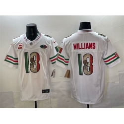Men Chicago Bears 18 Caleb Williams White Mexico F U S E  With 2 star C Patch And VMH Patch Throwback Stitched Football Jersey