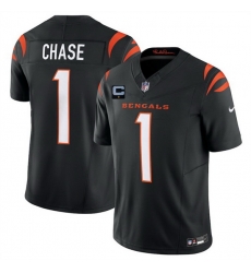 Men Cincinnati Bengals 1 Ja 27Marr Chase Black 2025 F U S E With 1 Star C Patch Vapor Untouchable Limited Stitched Football Jersey Men Cincinnati Bengals 1 Ja 27Marr Chase Black 2025 F U S E With 1 Star C Patch Vapor Untouchable Limited Stitched Football Jersey