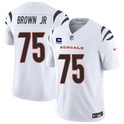 Men Cincinnati Bengals 75 Orlando Brown Jr White 2025 F U S E  With 2 Star C Patch Vapor Untouchable Limited Stitched Football Jersey