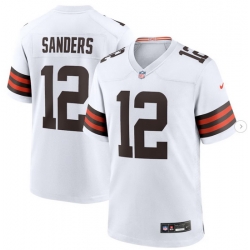 Men's Nike Shedeur Sanders White Cleveland Browns #12 2025 Draft Game Jersey