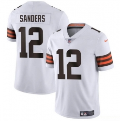 Youth Cleveland Browns 12 Shedeur Sanders White 2025 Draft Vapor Untouchable Limited Stitched Football Jersey