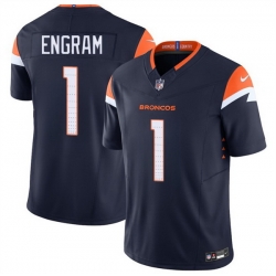 Men Denver Broncos 1 Evan Engram Navy F U S E  Vapor Limited Stitched Football Jersey