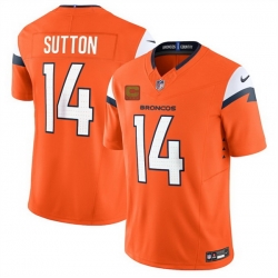 Men Denver Broncos 14 Courtland Sutton Orange 2025 F U S E  With 4 Star C Patch Vapor Limited Stitched Football Jersey
