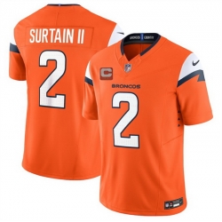 Men Denver Broncos 2 Pat Surtain II Orange 2025 F U S E  With 2 Star C Patch Vapor Limited Stitched Football Jersey