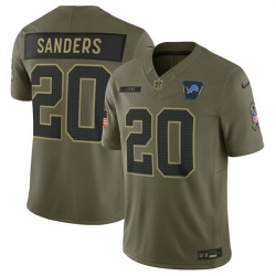 Men Detroit Lions 20 Barry Sanders Olive 2025 Salute to Service Limited Stitched Football Jersey