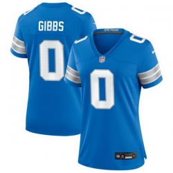 Women Detroit Lions 0 Jahymr Gibbs Blue Stitched Game Jersey