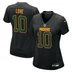 Women Green Bay Packers 10 Jordan Love Black Fashion Stitched Game Jersey
