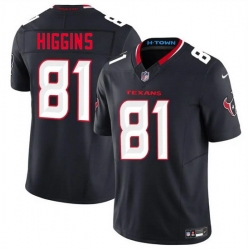 Men Houston Texans 81 Jayden Higgins Navy 2025 Draft Vapor F U S E  Limited Stitched Jersey