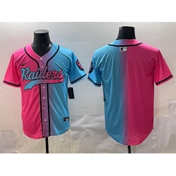 Men Las Vegas Raiders Blank Pink Blue Limited Stitched Baseball Jersey