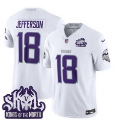 Men Minnesota Vikings 18 Justin Jefferson White 2025 F U S E  Winter Warrior Skol Patch Vapor Limited Stitched Football Jersey