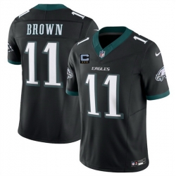Men Philadelphia Eagles 11 A J  Brown Black 2025 F U S E  With 3 Star C Patch Vapor Untouchable Limited Throwback Stitched Football Jersey