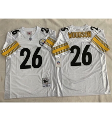 Men Pittsburgh Steelers 26 Rod Woodson White Stitched Football Jersey
