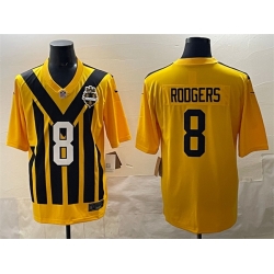 Men Pittsburgh Steelers 8 Aaron Rodgers Gold 1933 Throwback Alternate Stitched Football Jersey