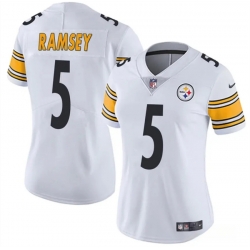 Women Pittsburgh Steelers 5 Jalen Ramsey White 2025 Vapor Untouchable Limited Stitched Football Jersey 