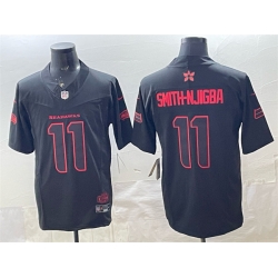 Men Seattle Seahawks 11 Jaxon Smith Njigba Black 2025 F U S E   Stranger Things Edition Vapor Limited Stitched Football Jersey