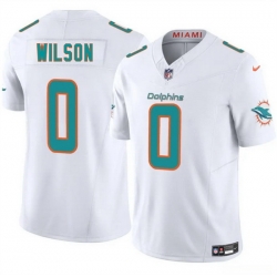 Men Miami Dolphins 0 Zach Wilson White 2025 F U S E  Vapor Limited Stitched Football Jersey