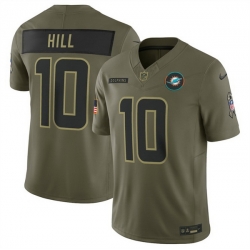 Men Miami Dolphins 10 Tyreek Hill Olive 2025 F U S E  Salute to Service Limited Stitched Football Jersey