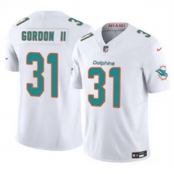 Men Miami Dolphins 31 Ollie Gordon II White 2025 F U S E  Vapor Limited Stitched Football Jersey