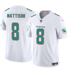 Men Miami Dolphins 8 Alexander Mattison White 2025 F U S E  Vapor Limited Stitched Football Jersey