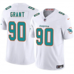 Men Miami Dolphins 90 Kenneth Grant White 2025 Draft F U S E  Vapor Limited Stitched Football Jersey