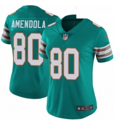 Womens Nike Miami Dolphins 80 Danny Amendola Aqua Green Alternate Vapor Untouchable Limited Player NFL Jersey