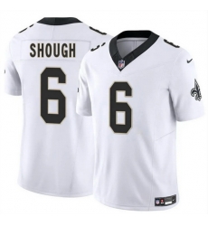 Men New Orleans Saints 6 Tyler Shough White 2025 Draft F U S E Vapor Limited Stitched Football Jersey