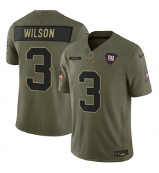 Men New York Giants 3 Russell Wilson Olive 2025 F U S E  Salute to Service Limited Stitched Football Jersey