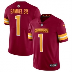 Men Washington Commanders 1 Deebo Samuel Sr Burgundy 2025 Vapor Limited Stitched Football Jersey