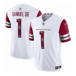 Men Washington Commanders 1 Deebo Samuel Sr White 2025 FUSE Vapor Limited Football Stitched Jersey