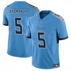 Men Tennessee Titans 5 Elic Ayomanor Blue 2025 Draft F U S E  Vapor Limited Stitched Football Jersey