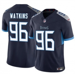 Men Tennessee Titans 96 Carlos Watkins Navy 2025 F U S E  Vapor Limited Stitched Football Jersey