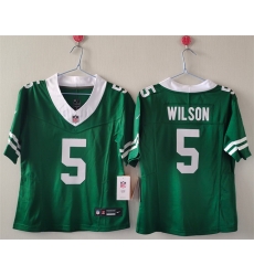 Women New York Jets 5 Garrett Wilson Green F U S E Vapor Stitched Jersey Women New York Jets 5 Garrett Wilson Green F U S E Vapor Stitched Jersey