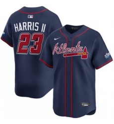 Men Atlanta Braves 23 Michael Harris II Navy 2025 Speedway Classic Alternate Limited Stitched Baseball Jersey Men Atlanta Braves 23 Michael Harris II Navy 2025 Speedway Classic Alternate Limited Stitched Baseball Jersey