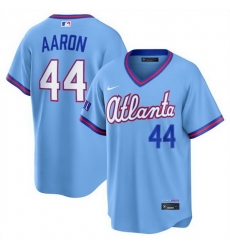 Men Atlanta Braves 44 Hank Aaron Powder Blue 2026 City Connect Stadium Stitched Baseball Jersey Men Atlanta Braves 44 Hank Aaron Powder Blue 2026 City Connect Stadium Stitched Baseball Jersey