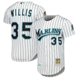 Men Florida Marlins Dontrelle Willis #35 Mitchell & Ness White Throwback Stitched Baseball Jersey