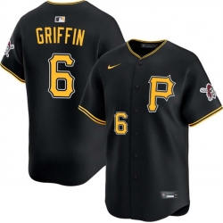 Men Pittsburgh Pirates  6 Konnor Griffin Black Alternate Limited Stitched Baseball Jersey