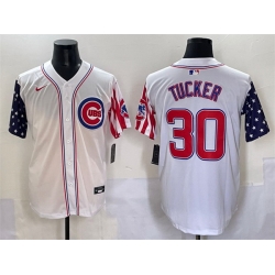 Men Chicago Cubs 30 Kyle Tucker White 2025 Independence Day Vapor Premier Limited Stitched Baseball Jersey