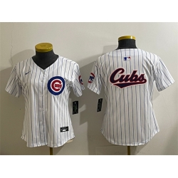 Women Chicago Cubs Team Big Logo White Home Limited Stitched Baseball Jersey