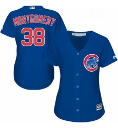 Womens Majestic Chicago Cubs 38 Mike Montgomery Authentic Royal Blue Alternate MLB Jersey
